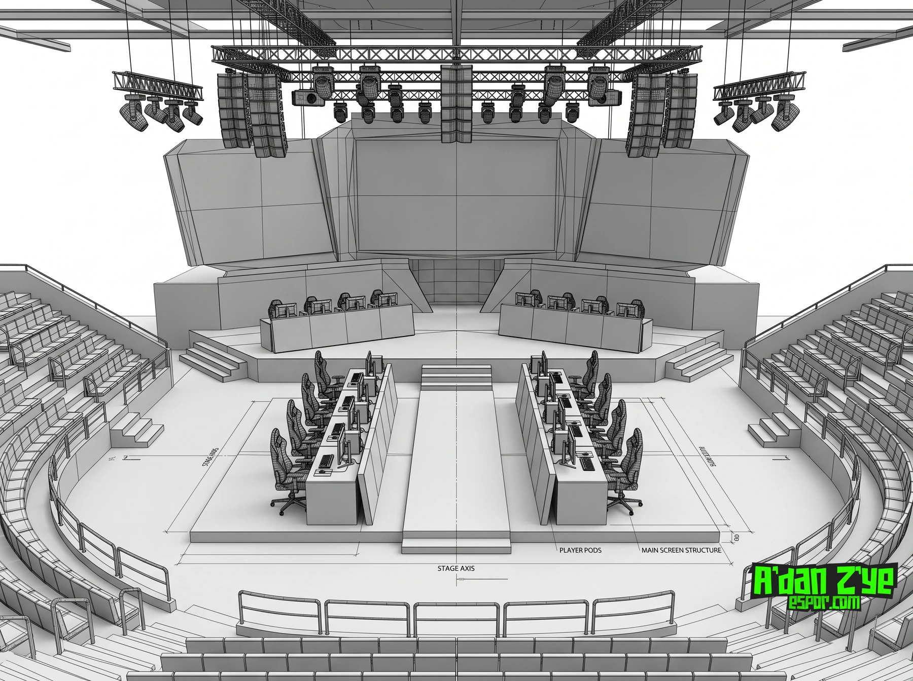 Espor arenası wireframe taslağı