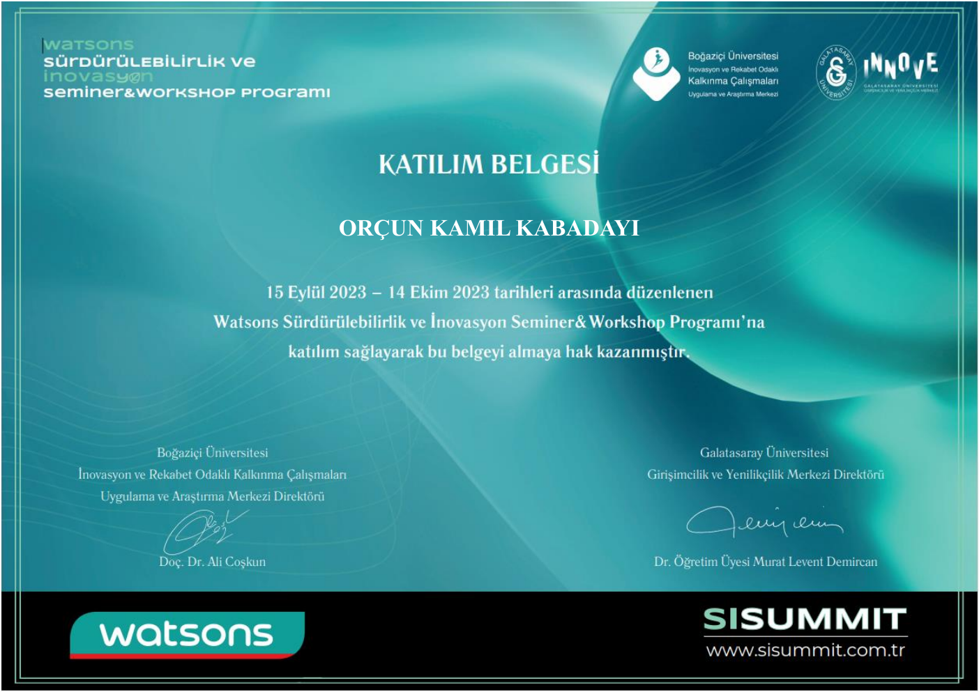 Watsons Sürdürülebilirlik ve İnovasyon Seminer & Workshop Programı